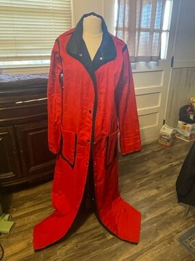 Red Trench Coat with Black Trim